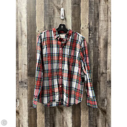 Top Long Sleeve By J. Crew In Plaid Pattern, Size: L