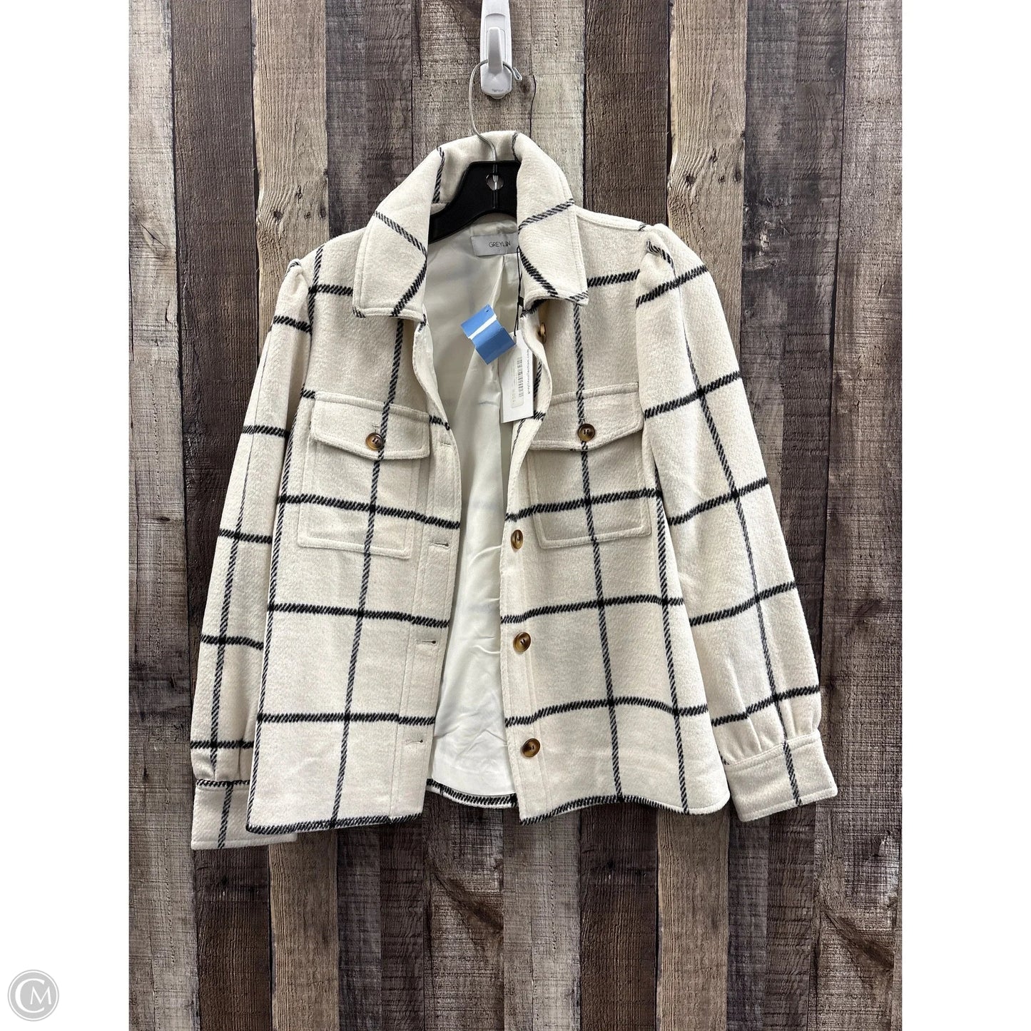 Jacket Shirt By Greylin In Black & White, Size: Xs