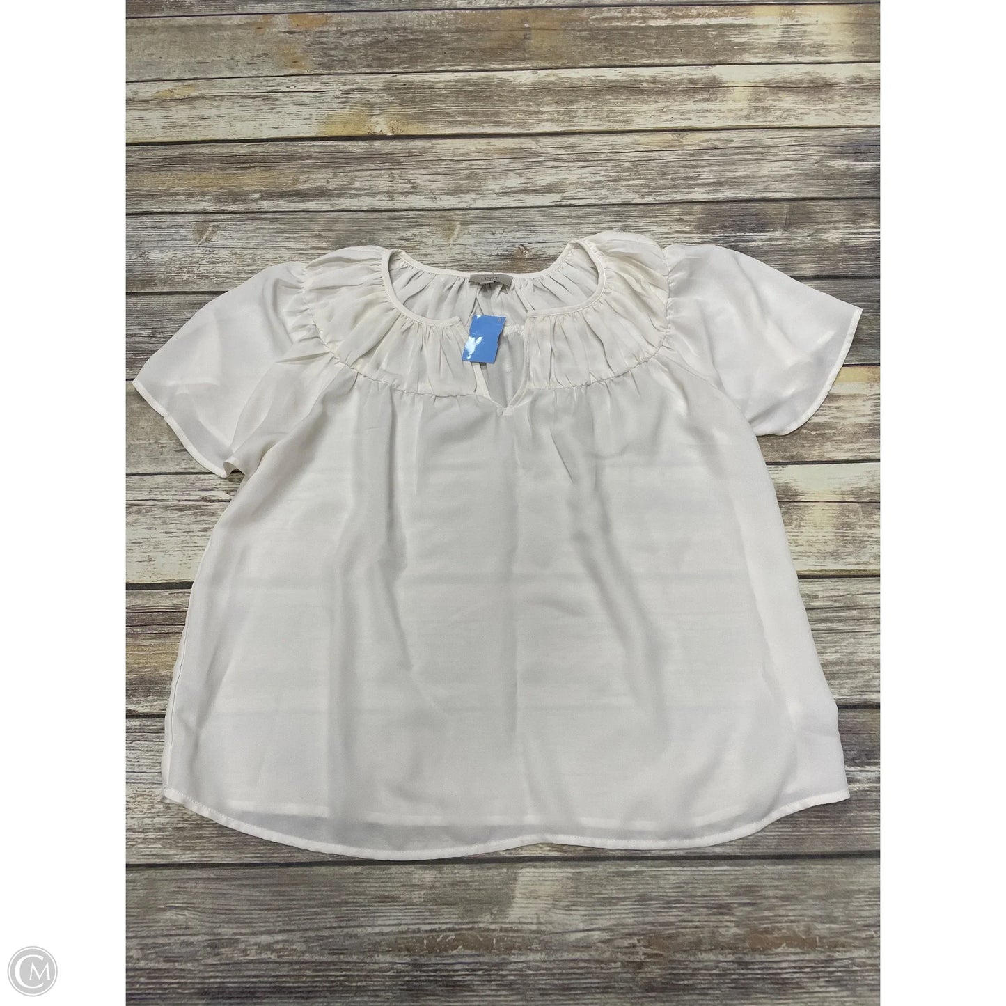 Top Short Sleeve By Loft In Ivory, Size: M