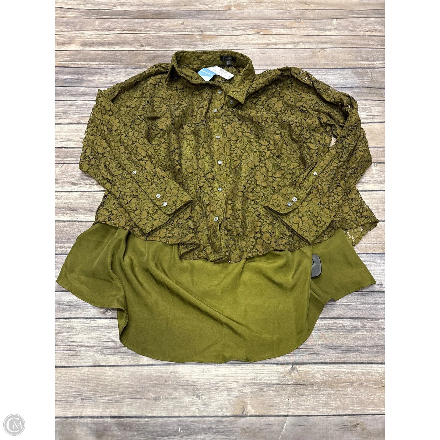 Top Long Sleeve By J. Crew In Green, Size: 2x