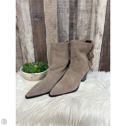 Boots Ankle Heels By Zara Women In Taupe, Size: 10
