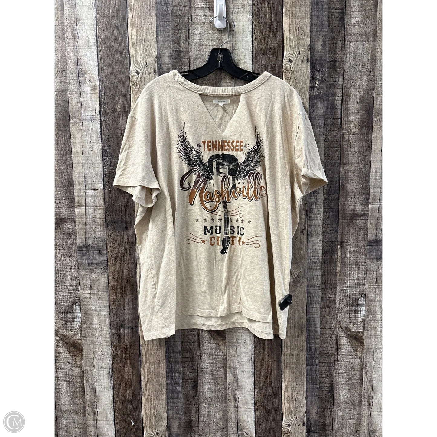 Top Short Sleeve By Maurices In Tan, Size: 2x