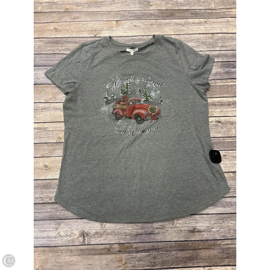 Top Short Sleeve Basic By Maurices In Grey, Size: L