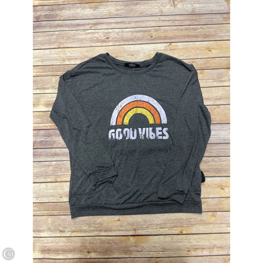 Top Long Sleeve By Cme In Grey, Size: L