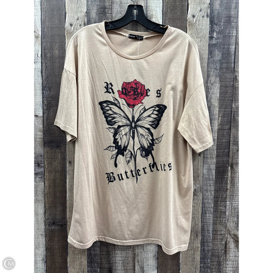 Top Short Sleeve By Shein In Tan, Size: L