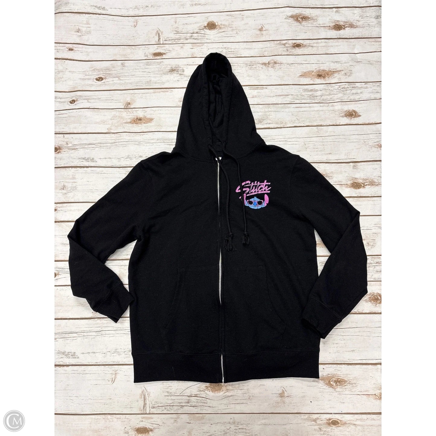 Sweatshirt Hoodie By Disney In Black, Size: L