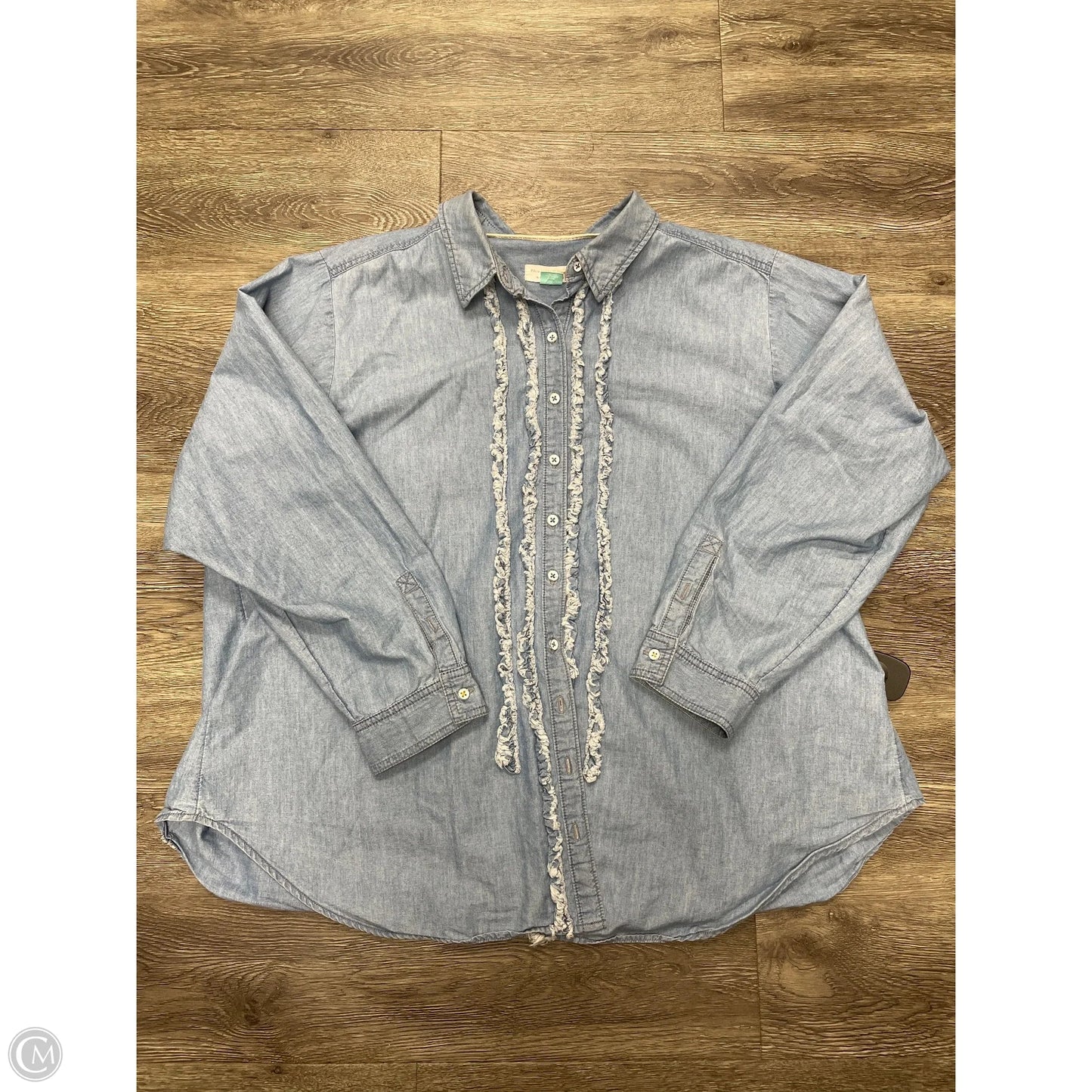 Top Long Sleeve By Anthropologie In Blue Denim, Size: 2x