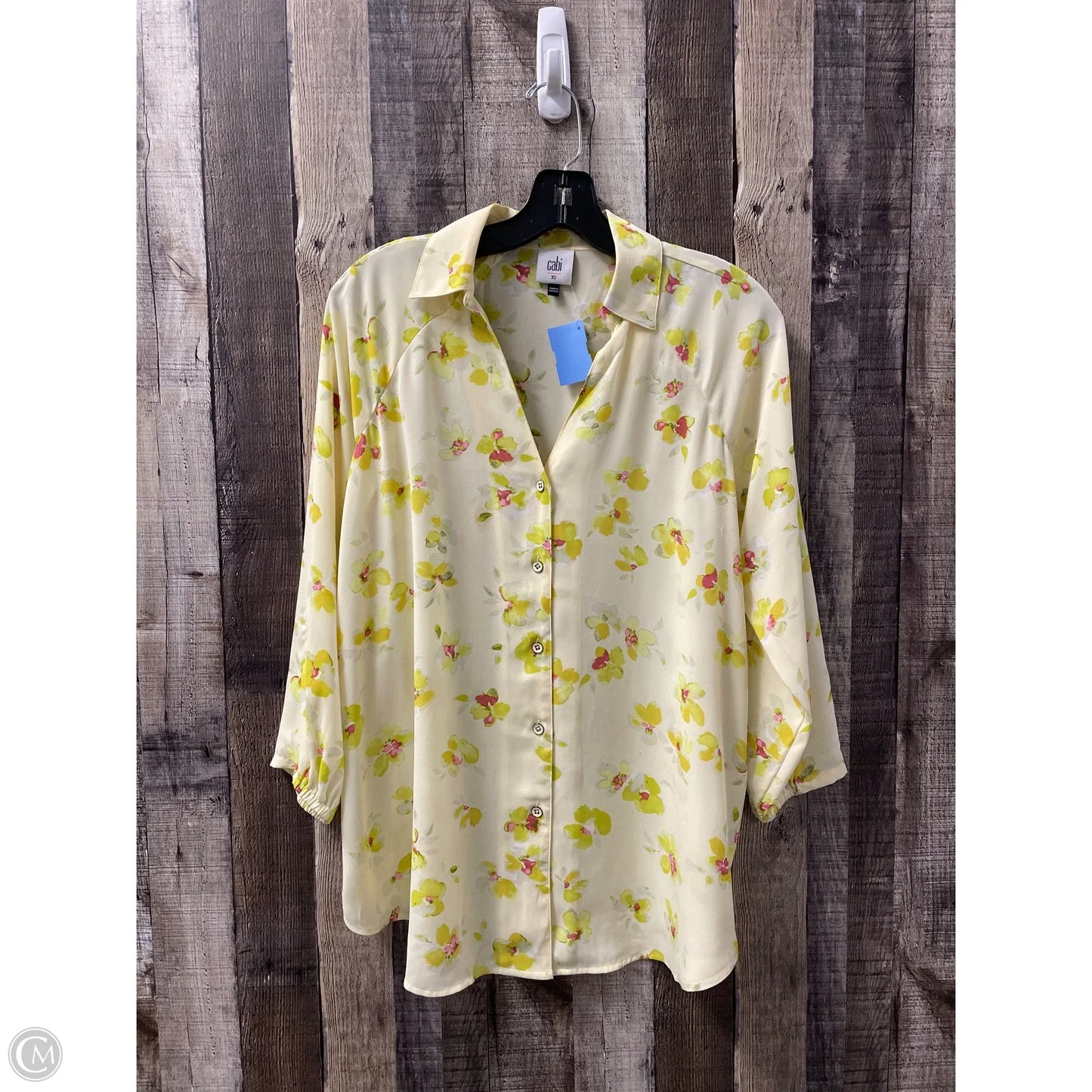 Top Long Sleeve By Cabi In Floral Print, Size: Xs
