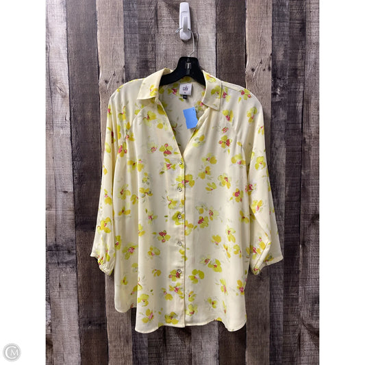 Top Long Sleeve By Cabi In Floral Print, Size: Xs