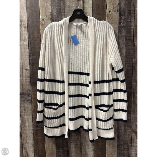 Sweater Cardigan By Time And Tru In Blue & White, Size: L