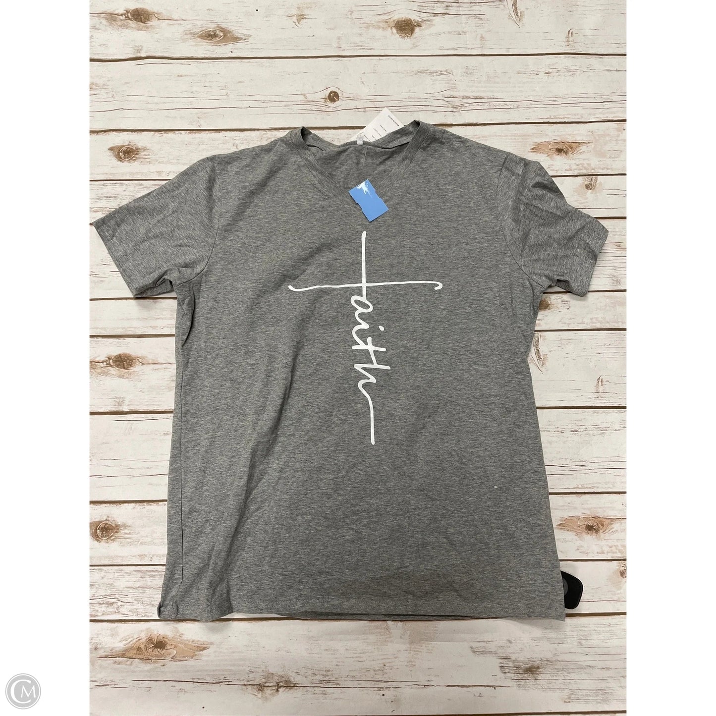 Top Short Sleeve By Cme In Grey & White, Size: Xxl