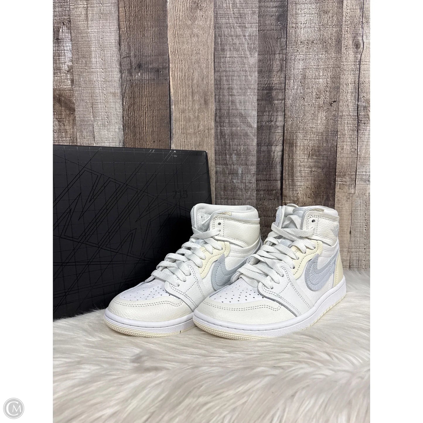 Shoes Luxury Designer By Jordan In Grey & White, Size: 6