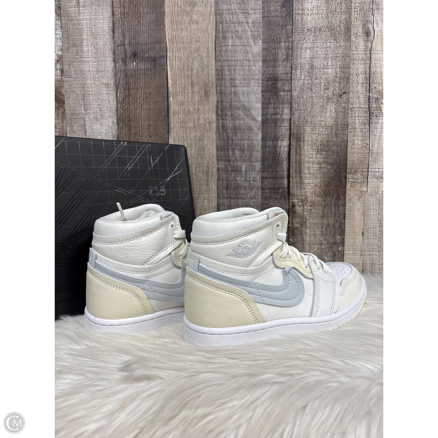 Shoes Luxury Designer By Jordan In Grey & White, Size: 6