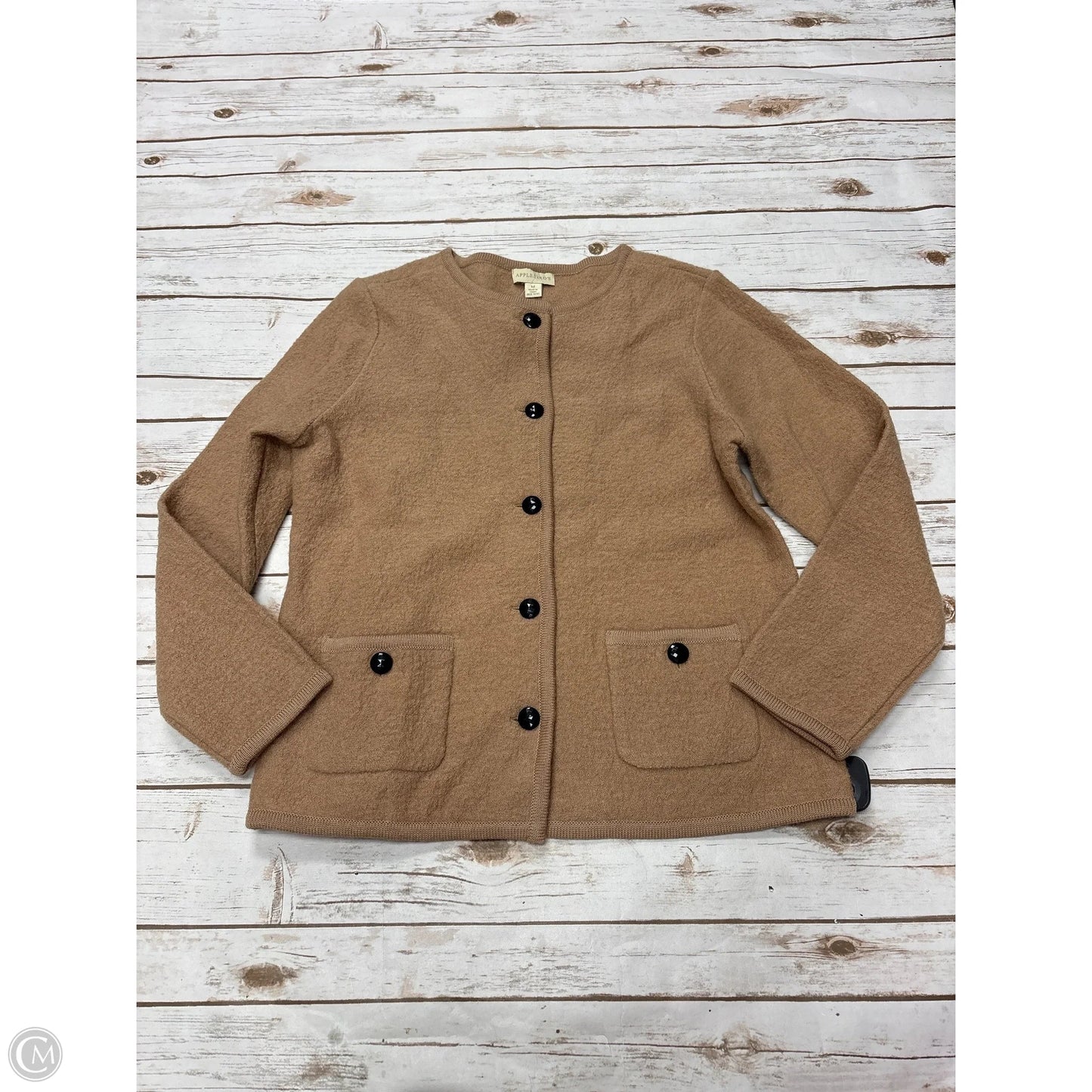 Sweater Cardigan By Appleseeds In Tan, Size: M