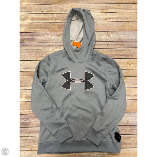 Athletic Top Long Sleeve Hoodie By Under Armour In Grey, Size: M
