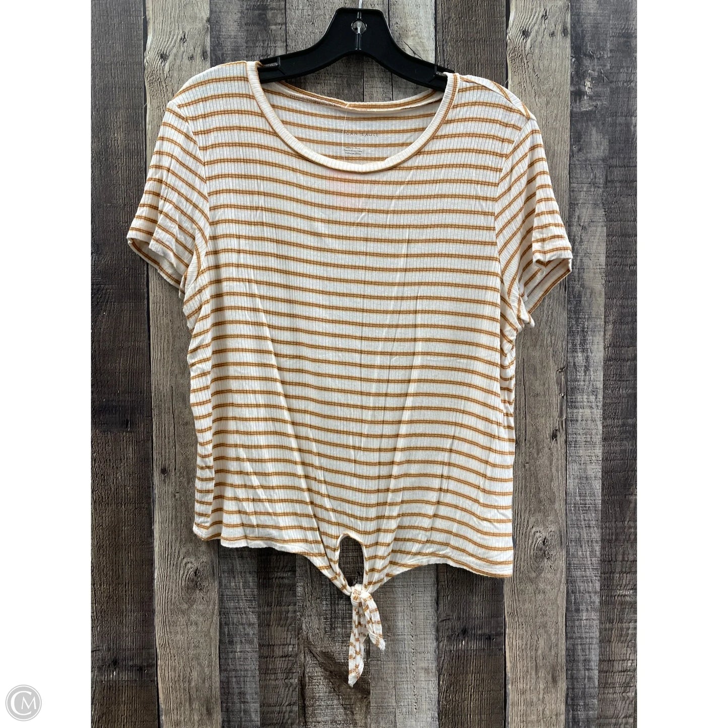 Top Short Sleeve By American Eagle In Striped Pattern, Size: L
