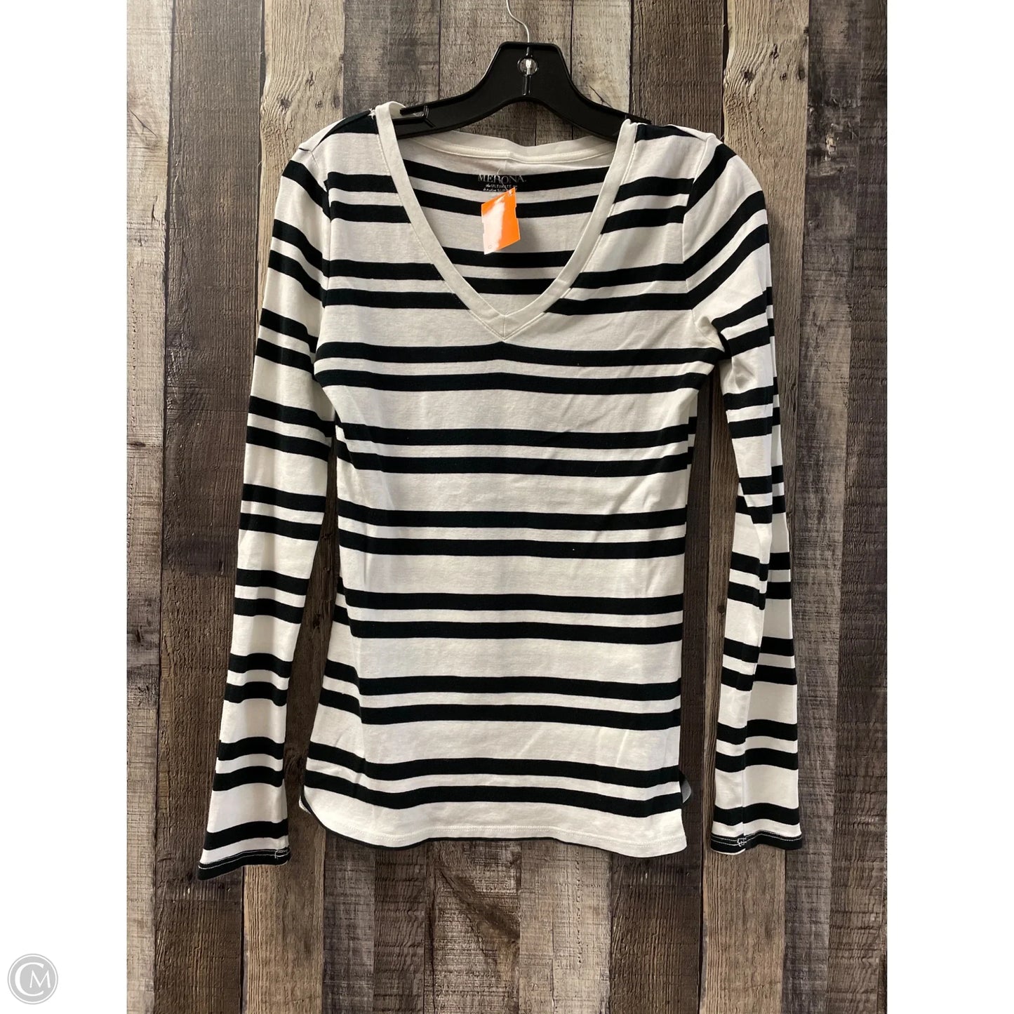 Top Long Sleeve By Merona In Black & White, Size: S