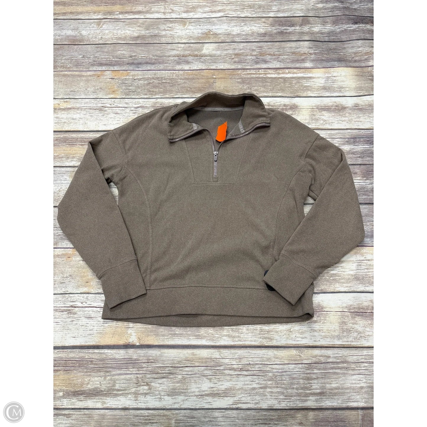 Athletic Top Long Sleeve Collar By Rbx In Tan, Size: M