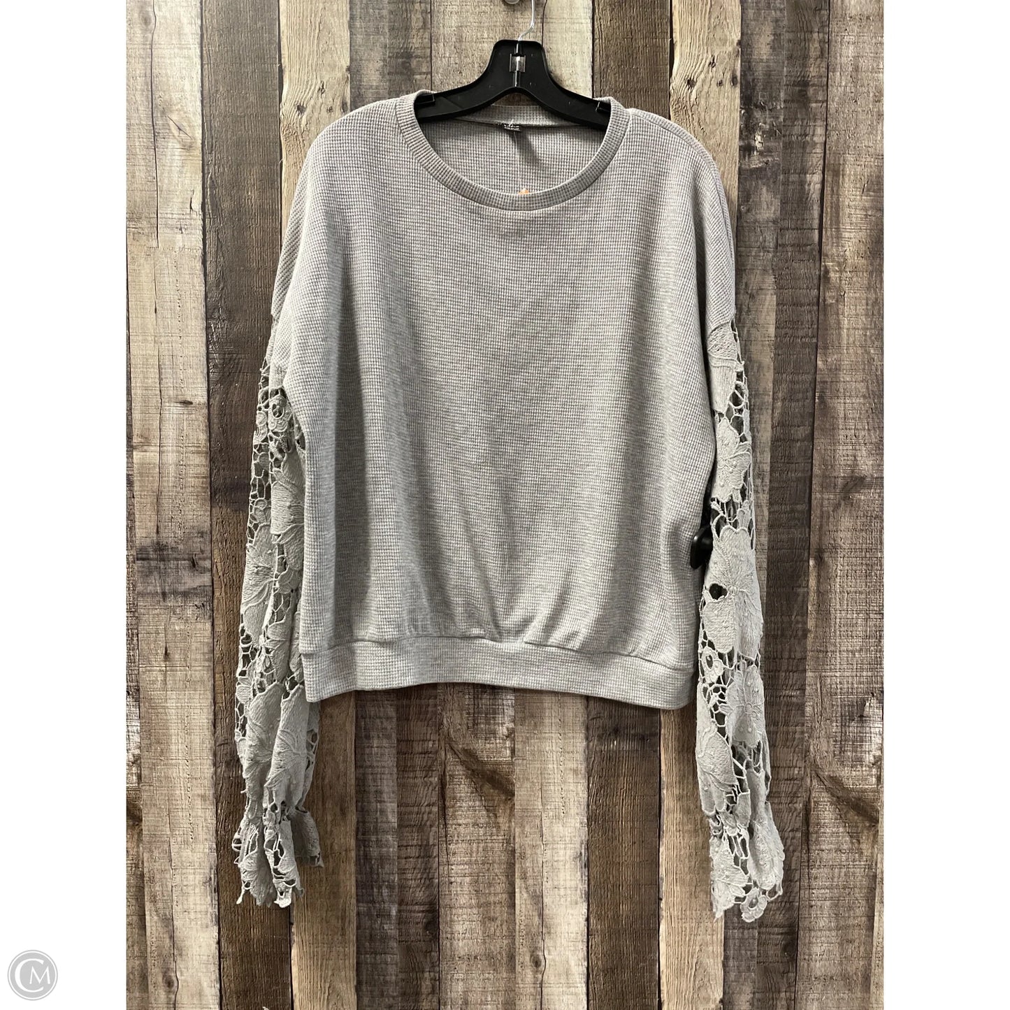Top Long Sleeve By Shein In Grey, Size: L