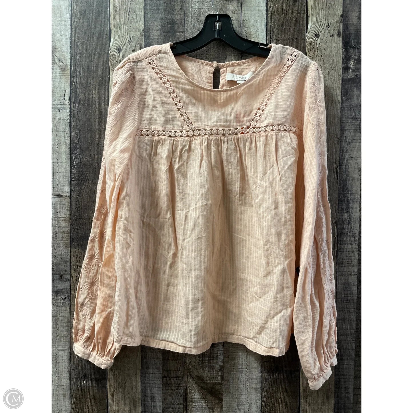 Top Long Sleeve By Loft In Peach, Size: M