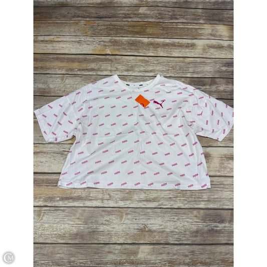 Athletic Top Short Sleeve By Puma In Pink & White, Size: L