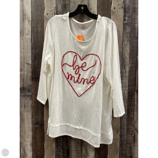 Top Long Sleeve By Cato In Ivory, Size: 1x
