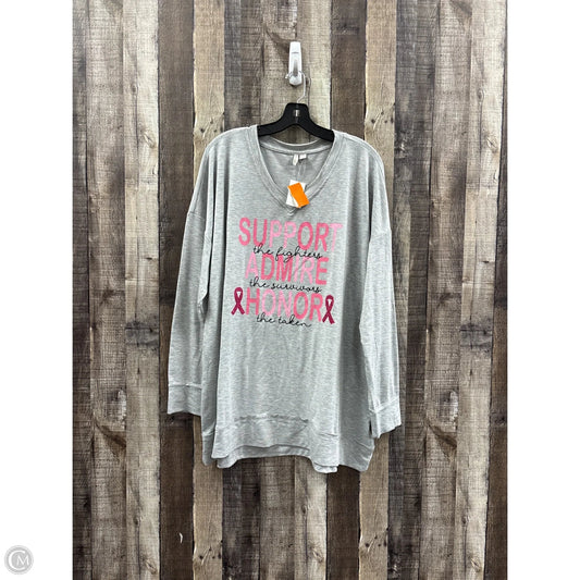Top Long Sleeve By Cato In Grey, Size: 1x