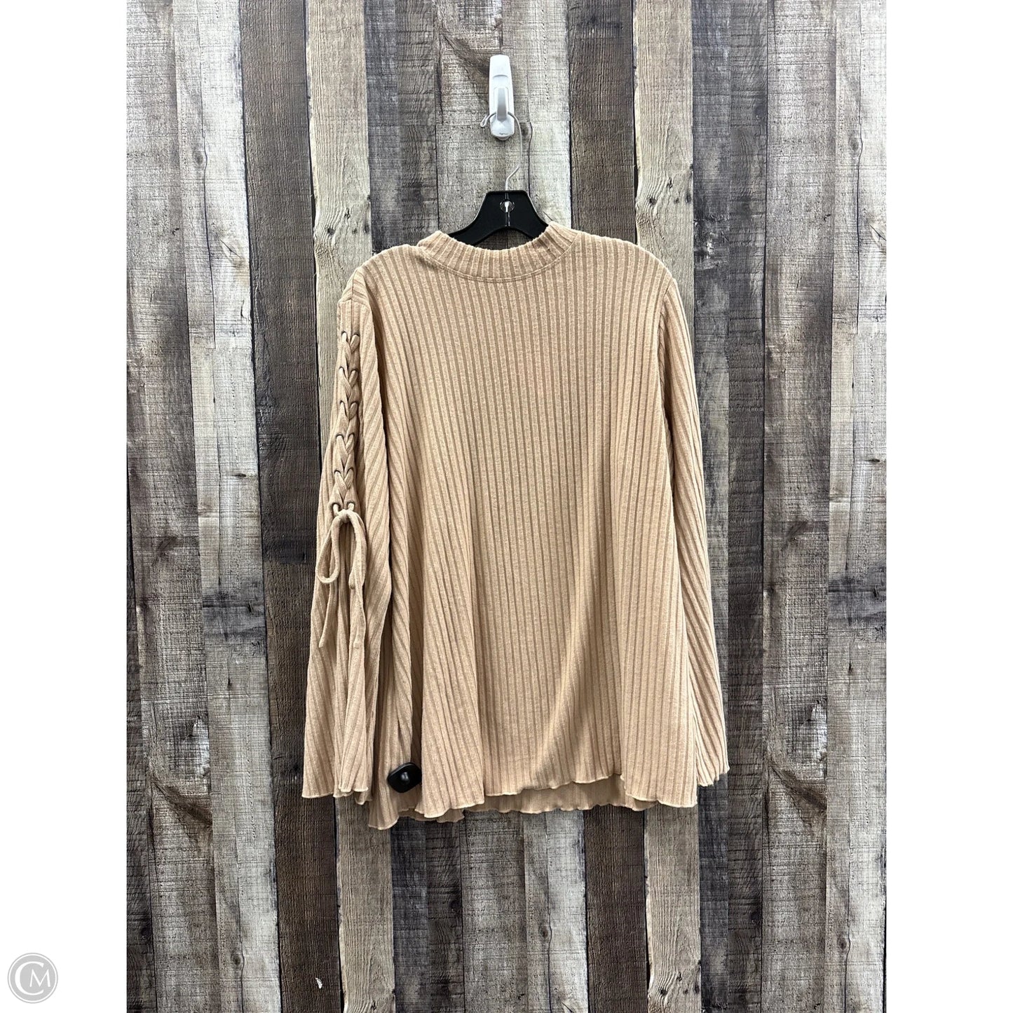 Top Long Sleeve By Cato In Beige, Size: 1x