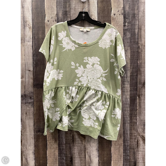 Top Short Sleeve By Misia In Green & White, Size: 1x