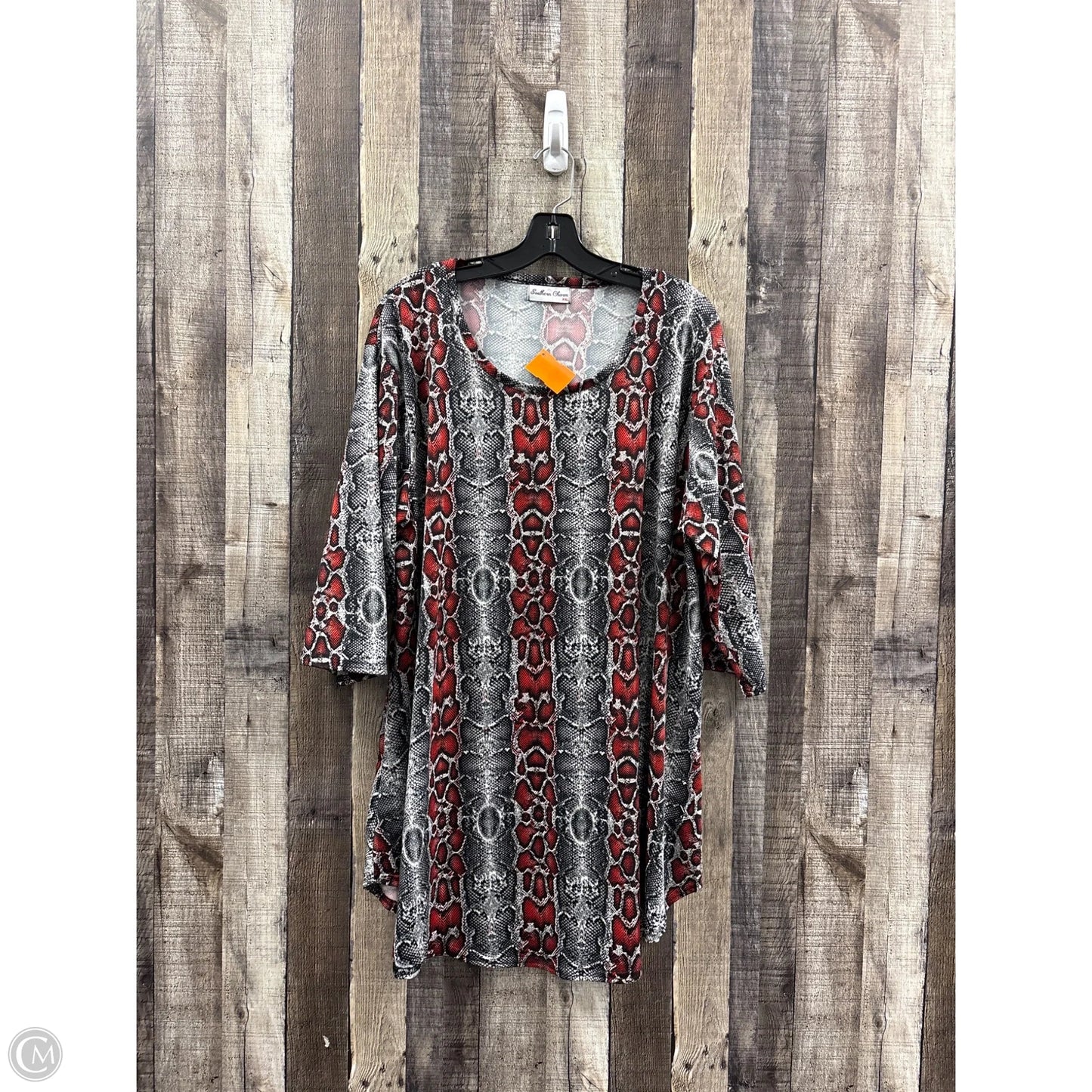 Top 3/4 Sleeve By Cme In Snakeskin Print, Size: Xxl