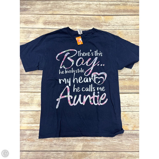 Top Short Sleeve By Fruit Of The Loom In Navy, Size: L