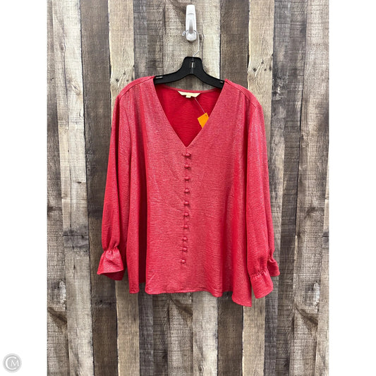 Top Long Sleeve By Hope & Harlow In Red, Size: Xl