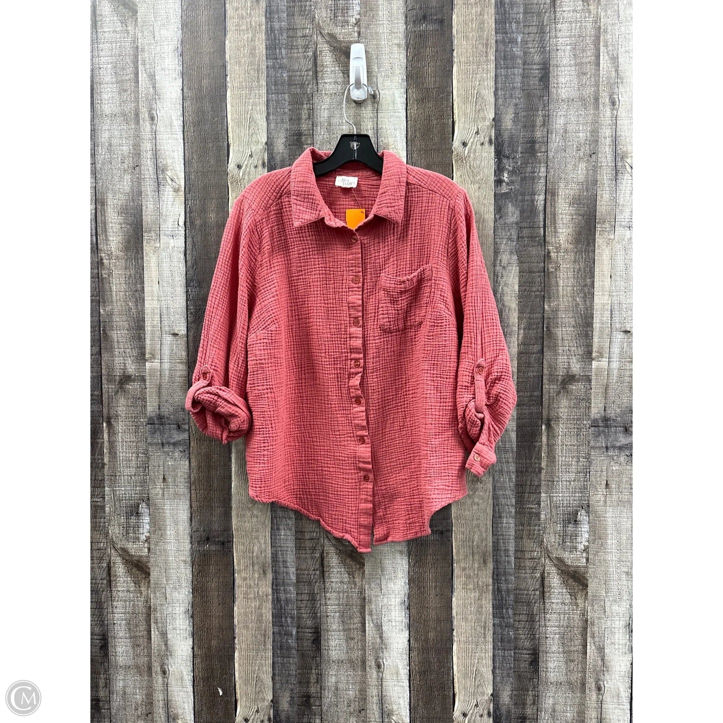Top 3/4 Sleeve By Ava James In Mauve, Size: 2x