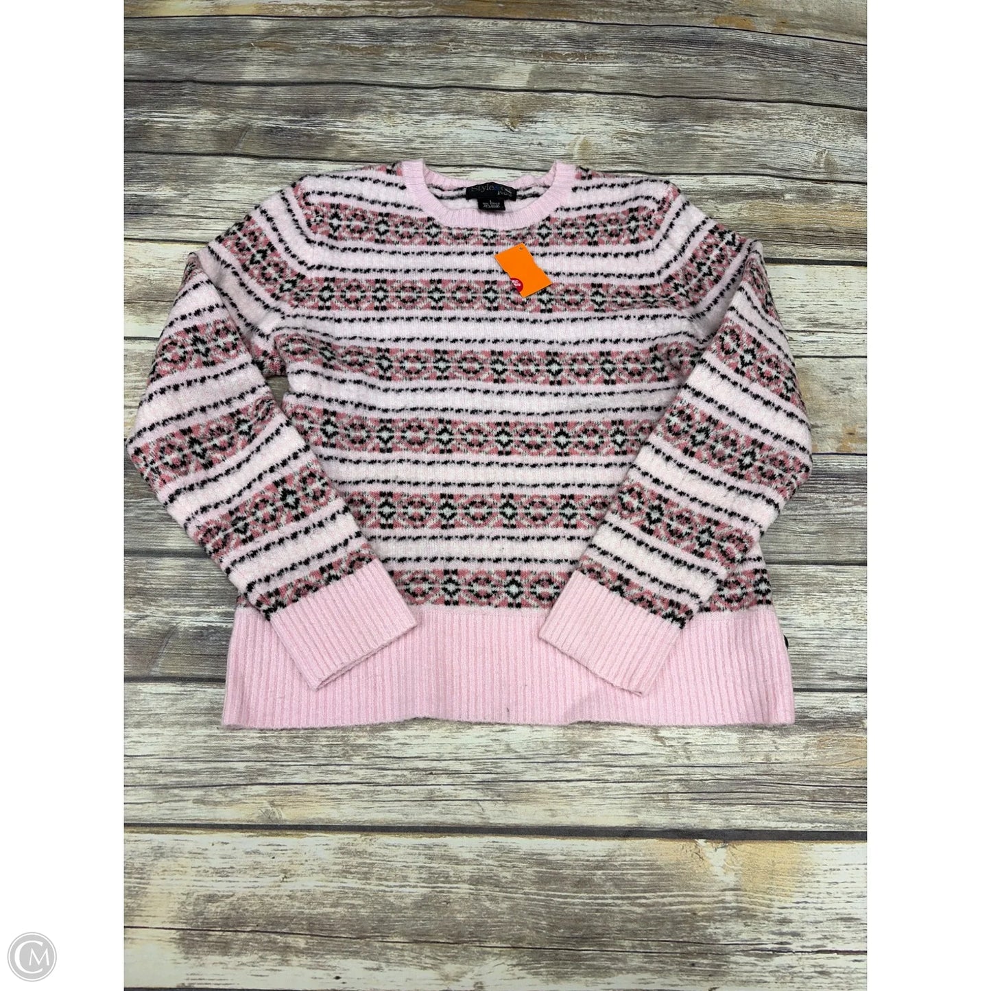 Sweater By Style And Company In Black & Pink, Size: L
