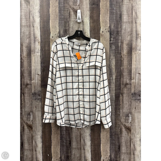 Top Long Sleeve By Calvin Klein In Black & White, Size: Xl