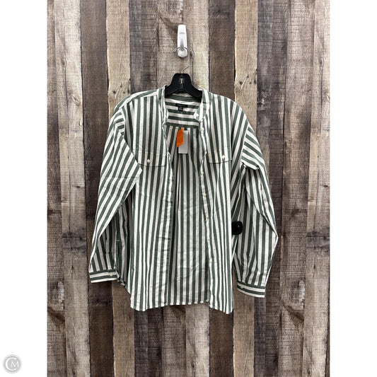 Top Long Sleeve By Ann Taylor In Green & White, Size: S