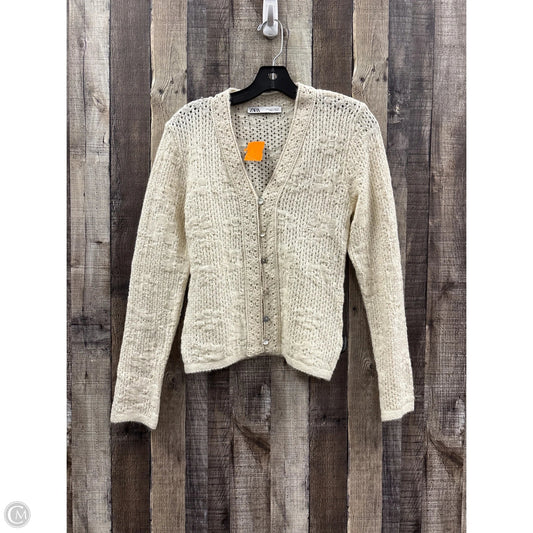 Sweater Cardigan By Zara In Cream, Size: M