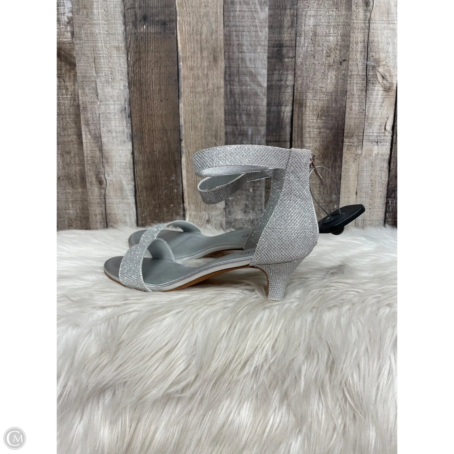 Sandals Heels Kitten By Cme In Silver, Size: 9