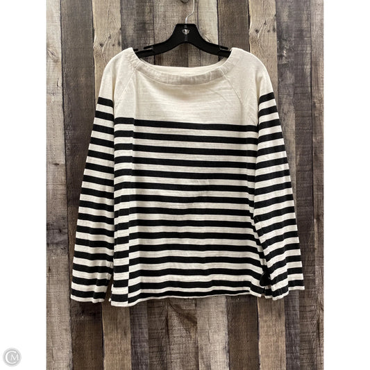 Top Long Sleeve By Loft In Black & Cream, Size: L