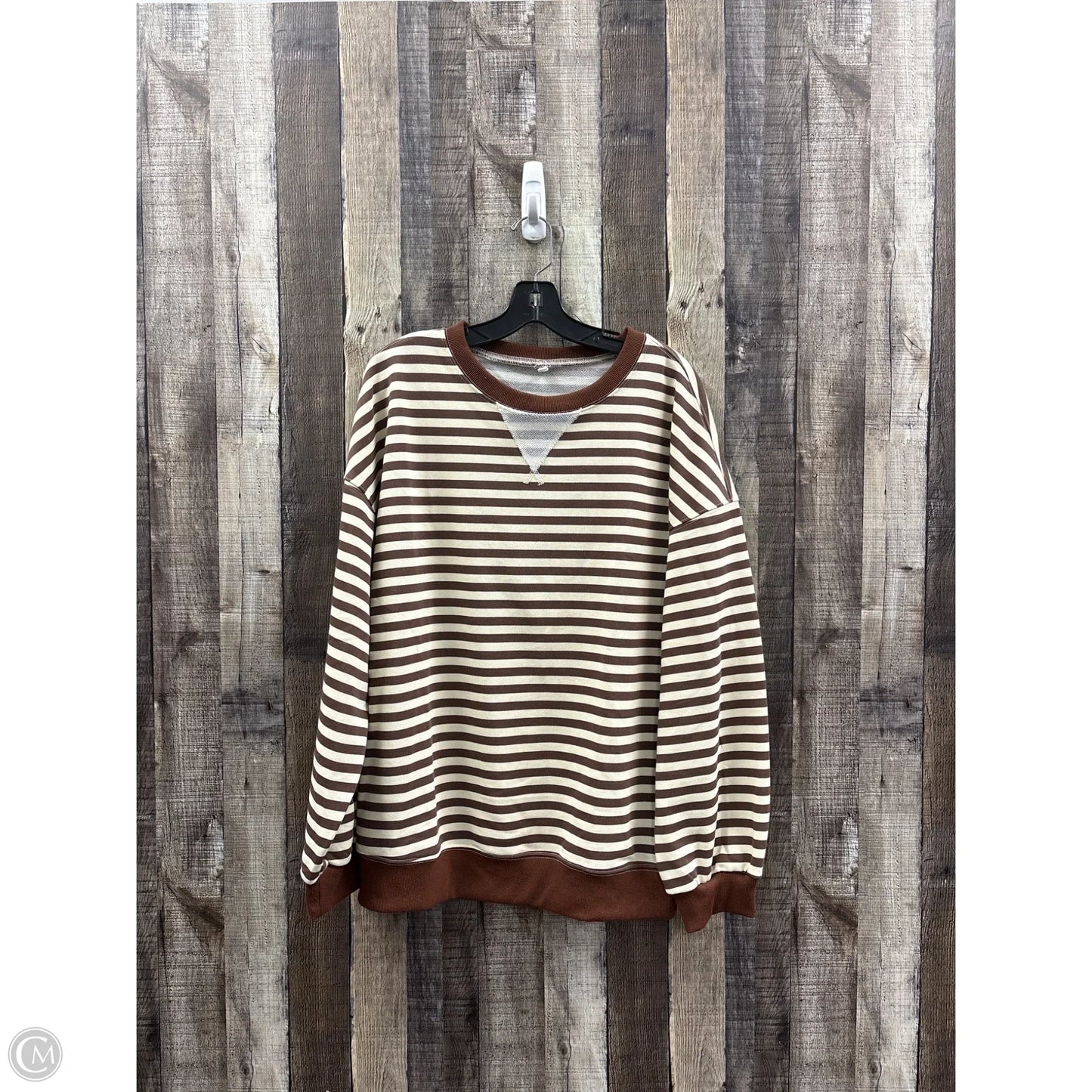 Top Long Sleeve By Cmf In Striped Pattern, Size: L