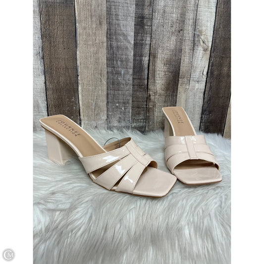 Sandals Heels Block By Journee In Ivory, Size: 12