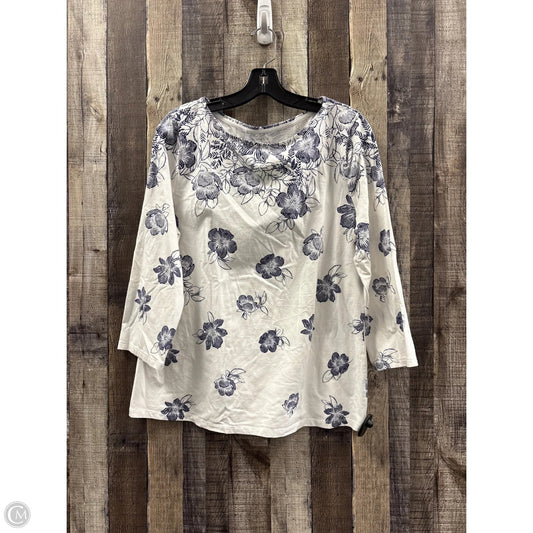 Top Long Sleeve By Talbots In Blue & White, Size: Xl