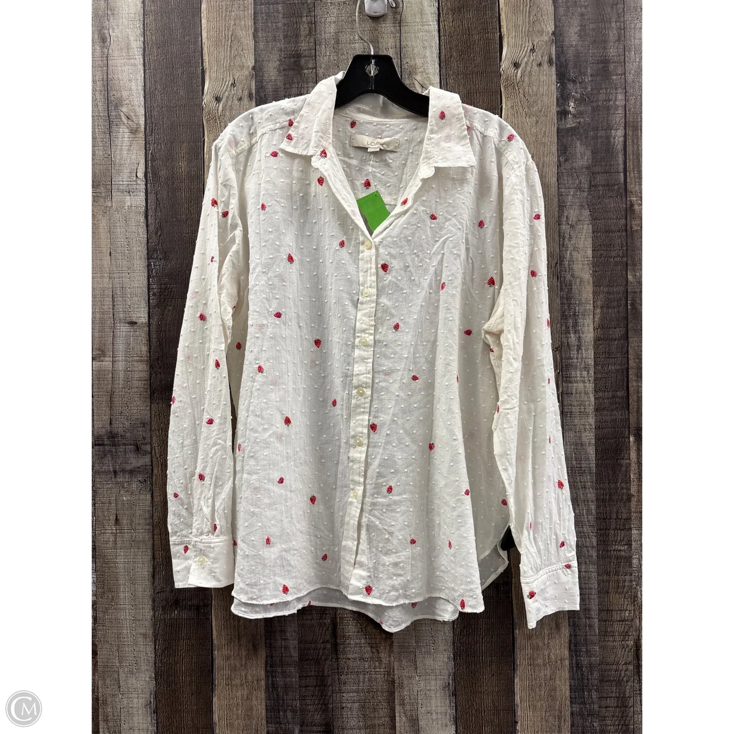 Top Long Sleeve By Loft In White, Size: L