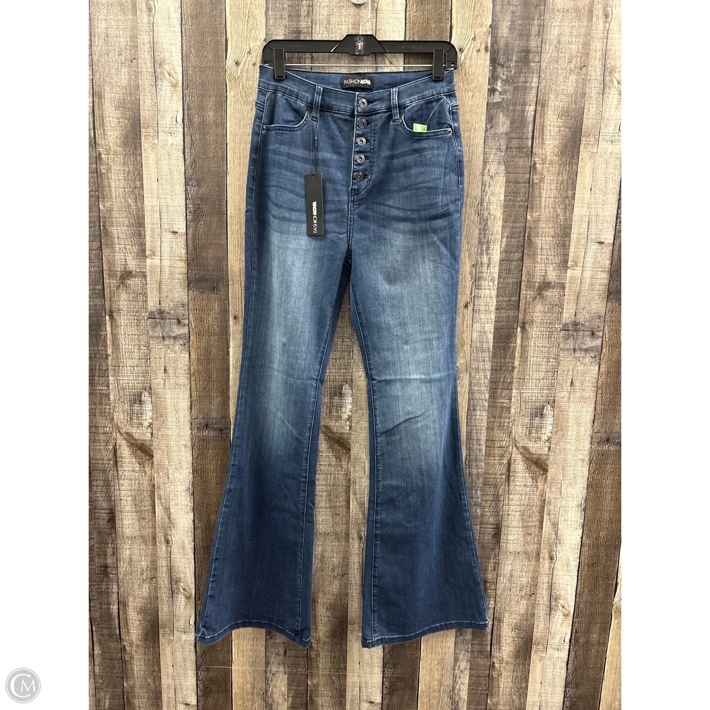 Jeans Wide Leg By Fashion Nova In Blue Denim, Size: 10
