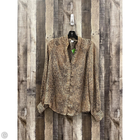 Top Long Sleeve By White House Black Market In Animal Print, Size: L