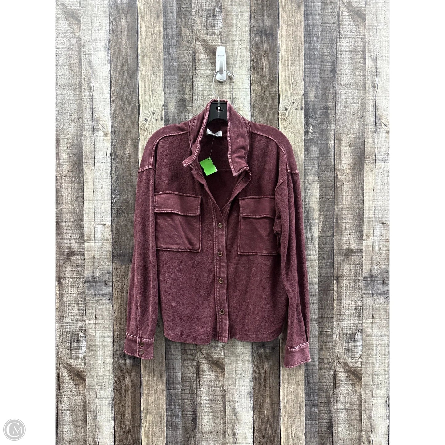 Top Long Sleeve By Evereve In Maroon, Size: M