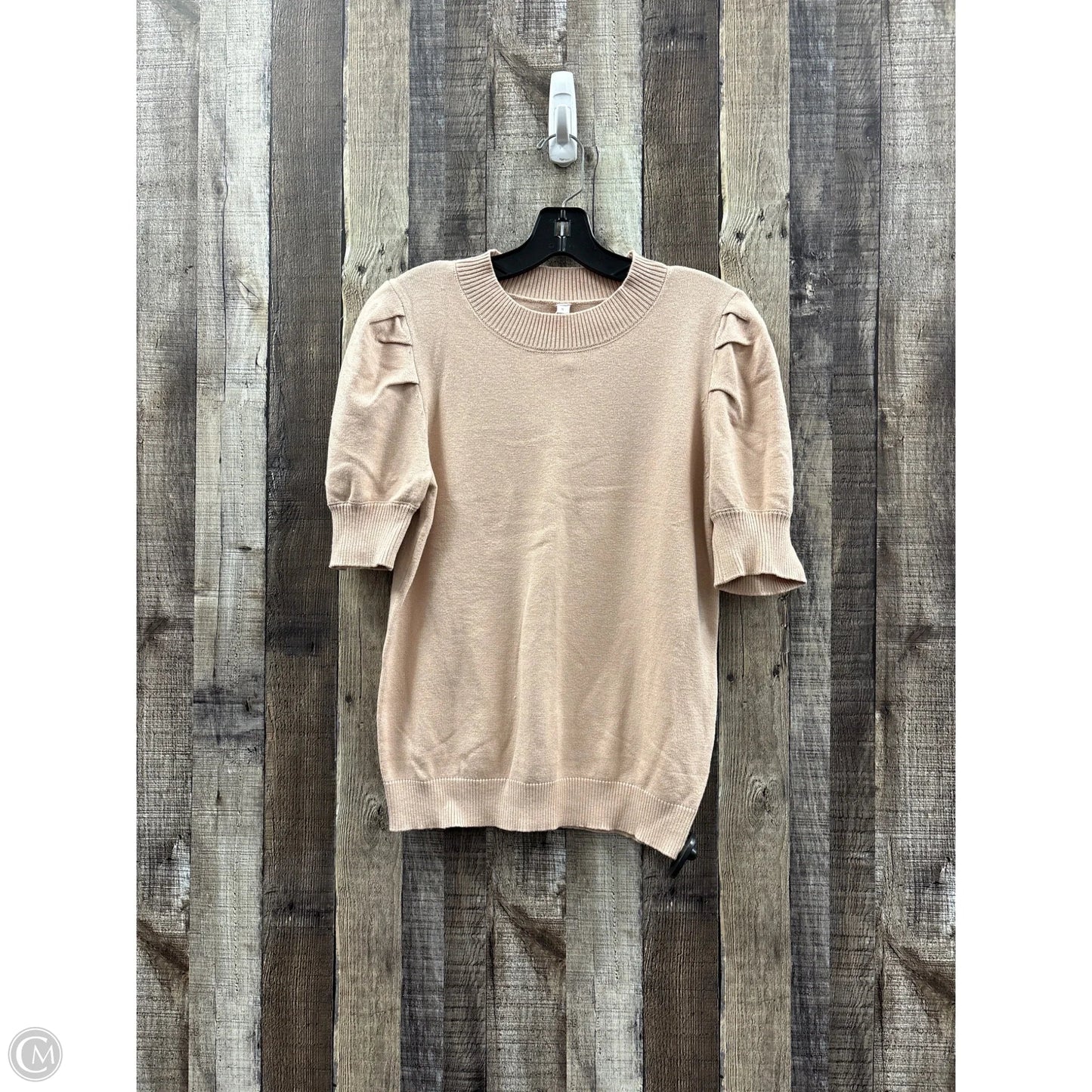 Sweater Short Sleeve By Cme In Tan, Size: S