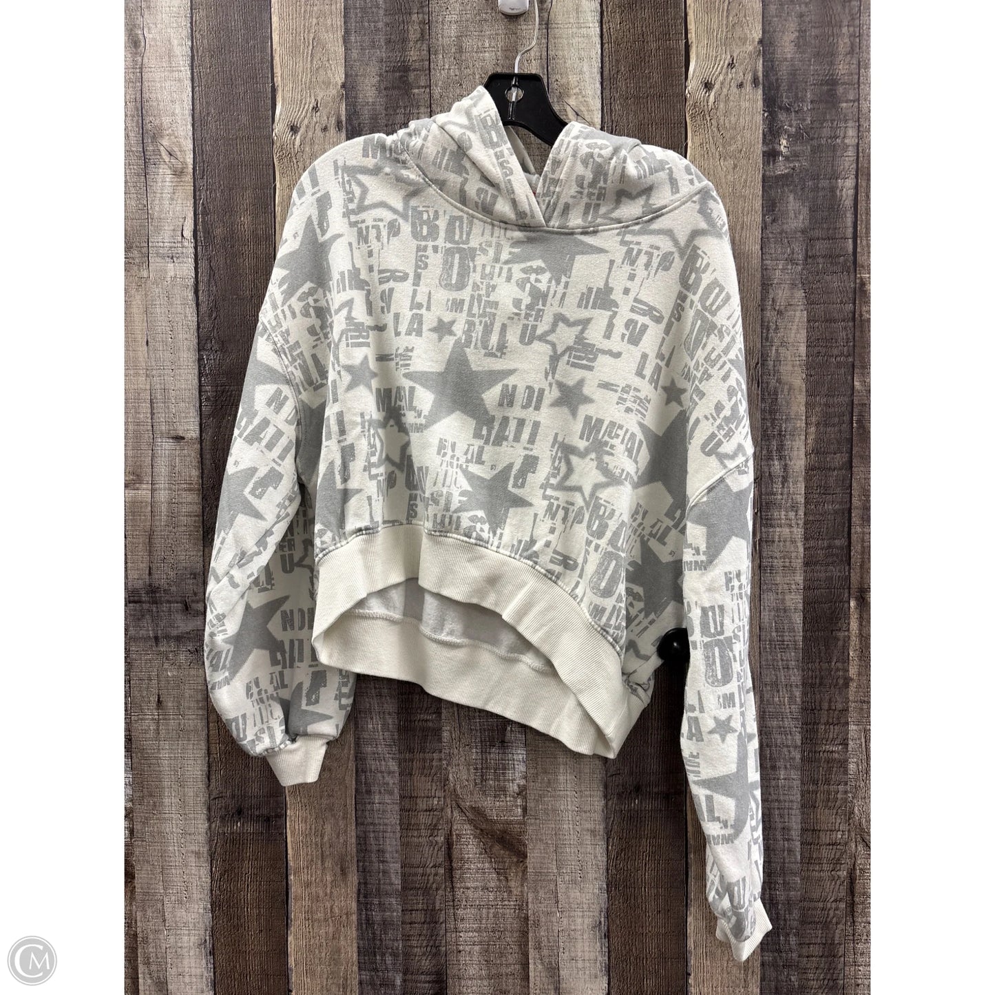Sweatshirt Hoodie By Cme In Cream & Grey, Size: M