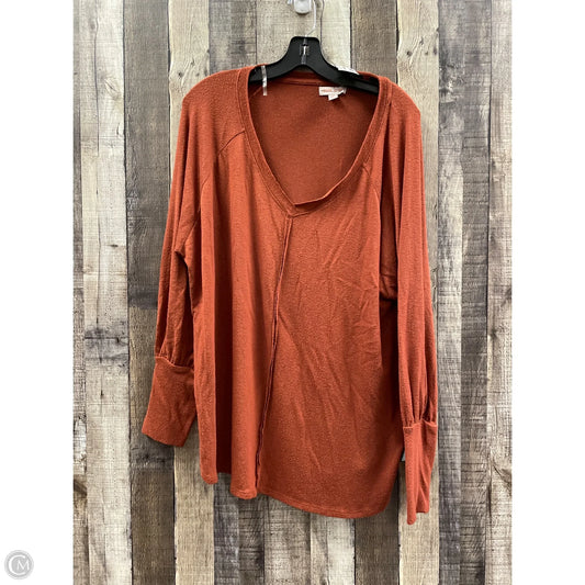 Top Long Sleeve By Knox Rose In Bronze, Size: Xxl