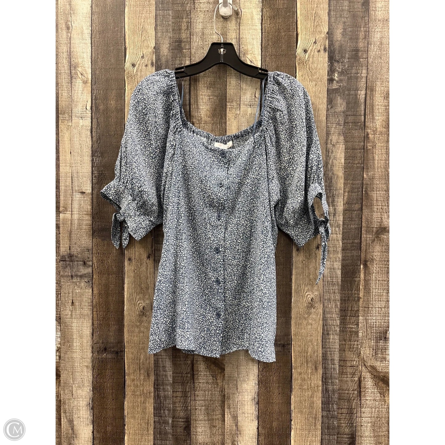 Top Short Sleeve By Lc Lauren Conrad In Blue & White, Size: L